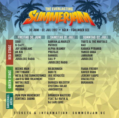 Summerjam Фестивал 2017 Running Order