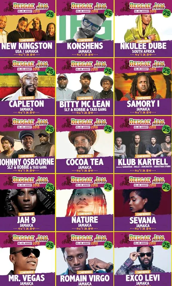 Reggae Jam Festival 2018 - Line-up More Fire Reggae Jam Festival 2018 - Line-up More Fire