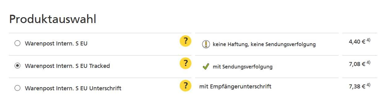 Warenpost International S - EU - Spårad - Mottagarens underskrift