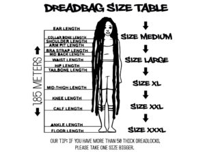 Dreadbag - အရွယ်အစားဇယား - အရွယ်အစားလမ်းညွှန်