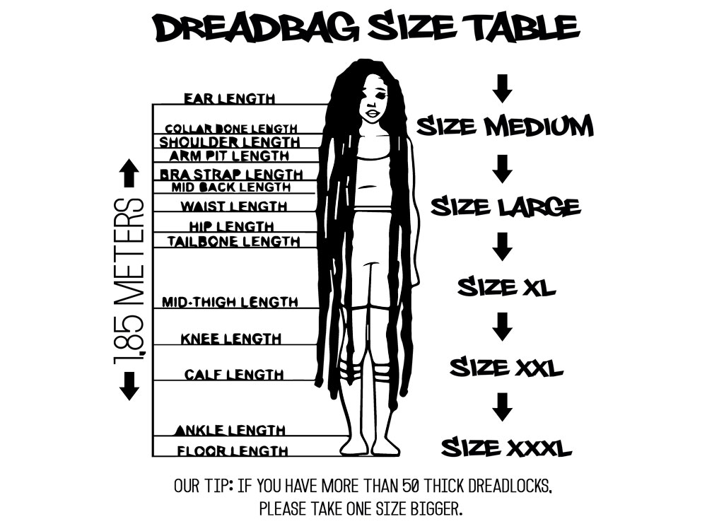 Dreadbag - Größentabelle - Size Guide