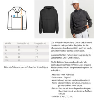 Jaqueta para gráfico de tamanhos - blusão - jaqueta