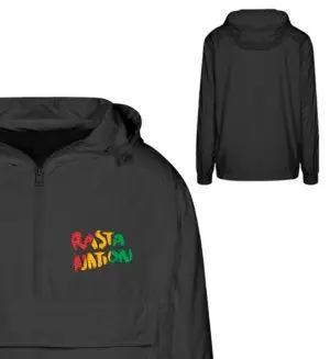 Rasta Nation Windbreaker Jacke Black Rasta Nation Rastafari Reggae Roots Jacket