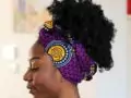 African Wax Print - Headwrap - Purple Yellow Kopftuch für Dreads Afros Lamge Haare