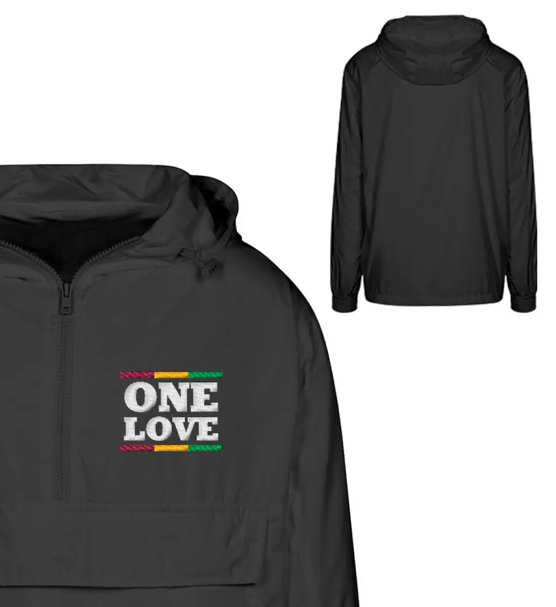Reggae One Love Windbreaker Black Rasta One Love Rastafari Reggae Roots Jacket