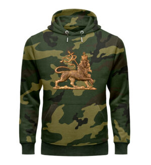 Толстовка с капюшоном Jah Army Lion of Judah Rasta - Camouflage Organic Hoodie-6935