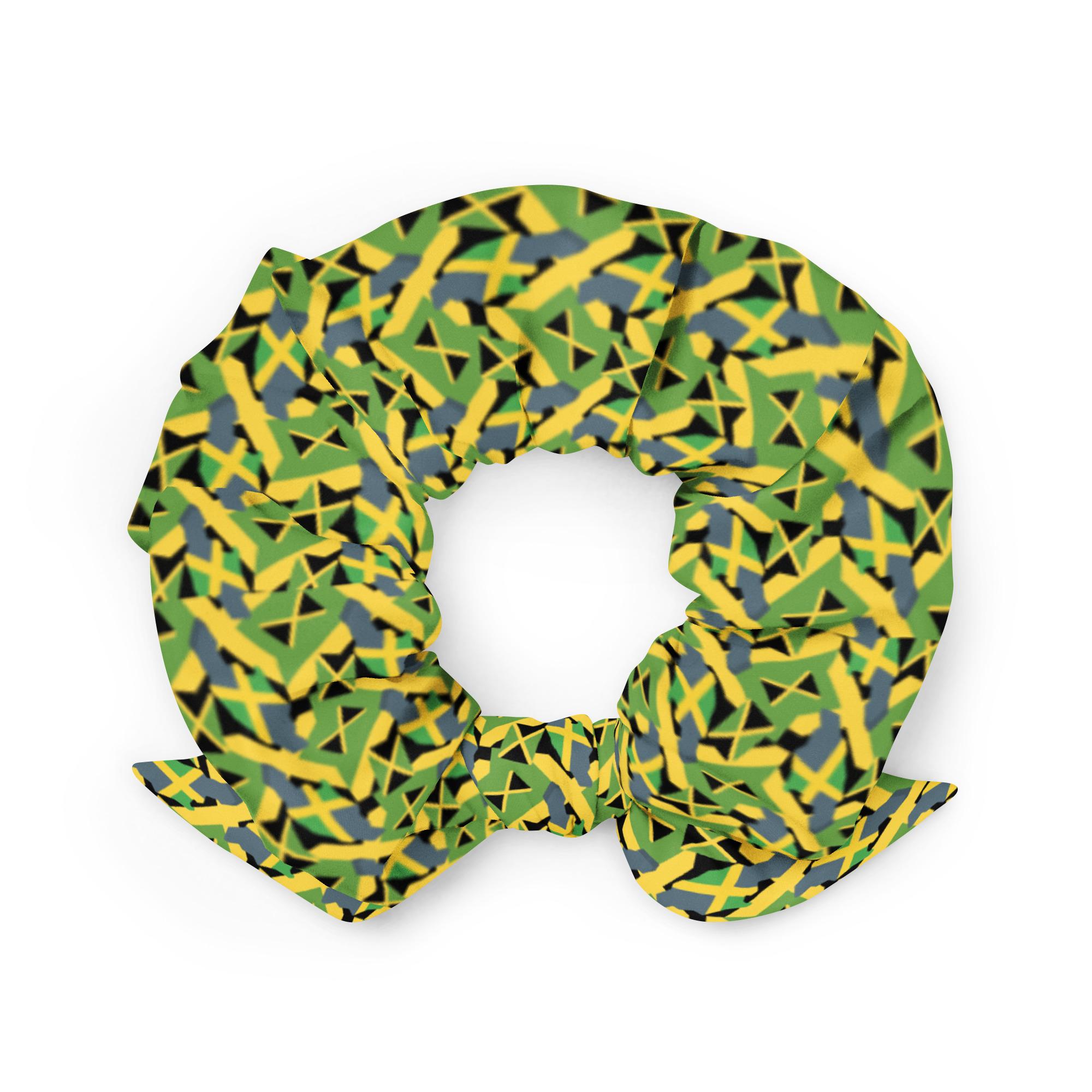 Recyklovaná jamajská kamuflážna scrunchie