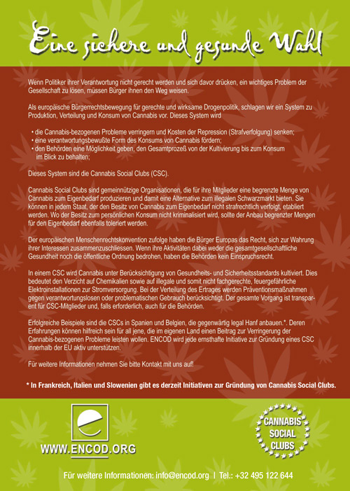 Pro Cannabis Social Clubs Germany Flyer