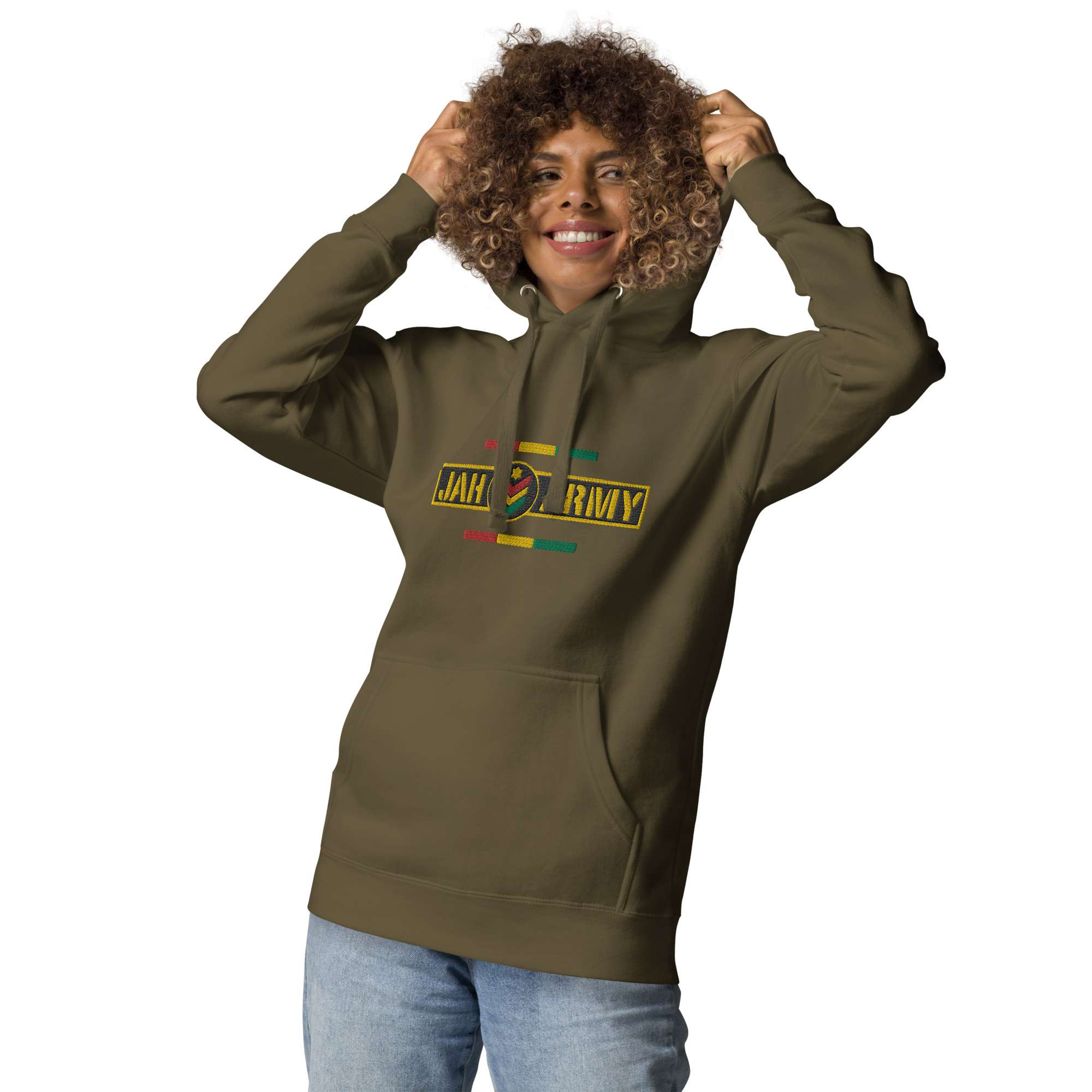 Jah Army 유니섹스 Rasta 까마귀 후드 티셔츠