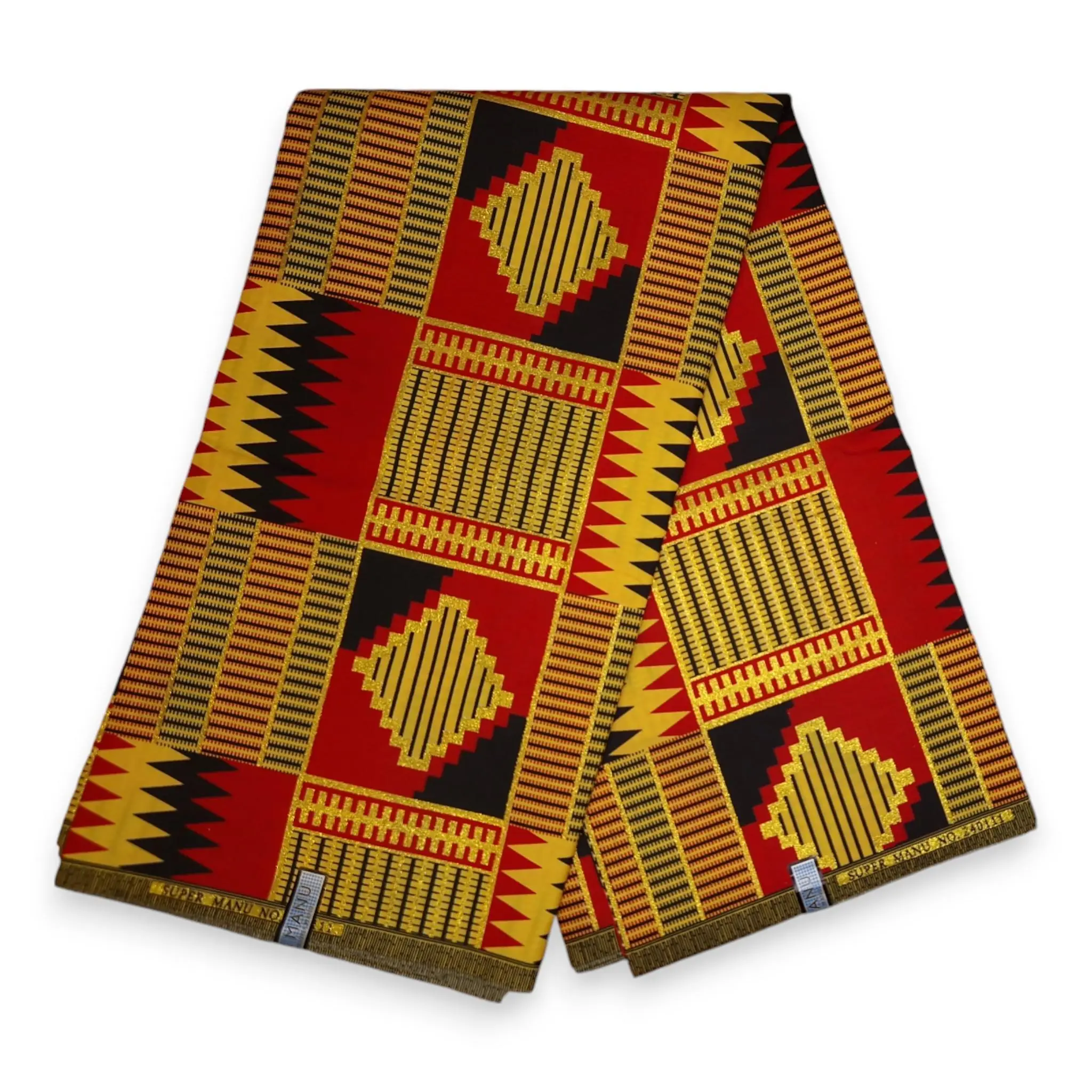 Afrikanischer Druckstoff – Gold Red Kente – Stoff mit afrikanischem Wachsdruck Afrikan Wax Print Fabrics Shop