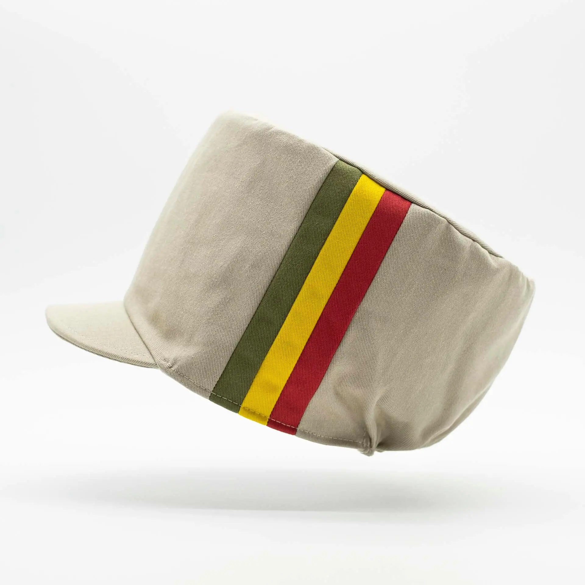 Dreadlocks Mütze Dreadmütze Dreadhead Cap Beige Canvas Reggae Fahne Grün Gelb Rot Reggae Mütze für Dreadheads