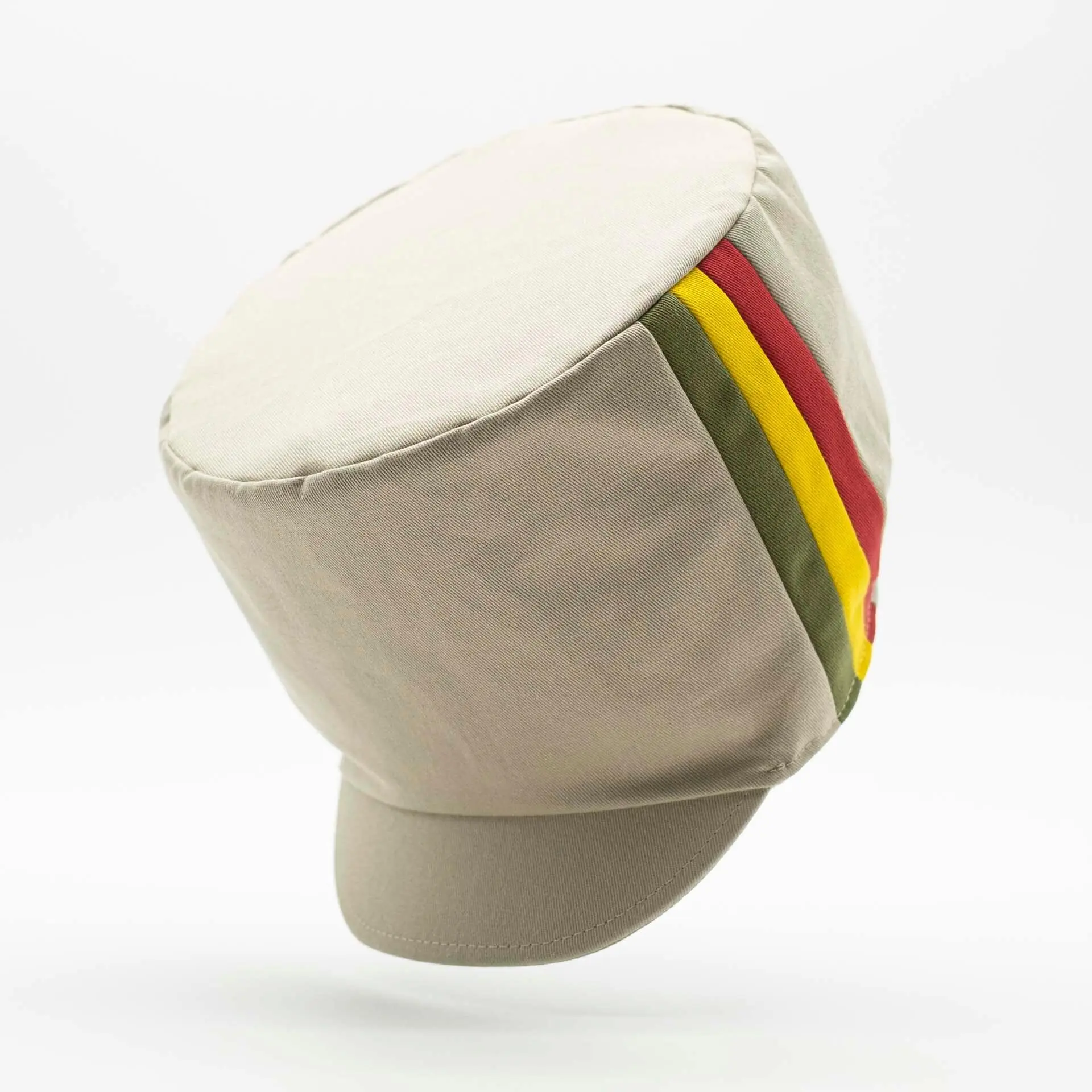 Dreadlocks Mütze Dreadmütze Dreadhead Cap Beige Canvas Reggae Fahne Grün Gelb Rot Reggae Mütze für Dreadheads