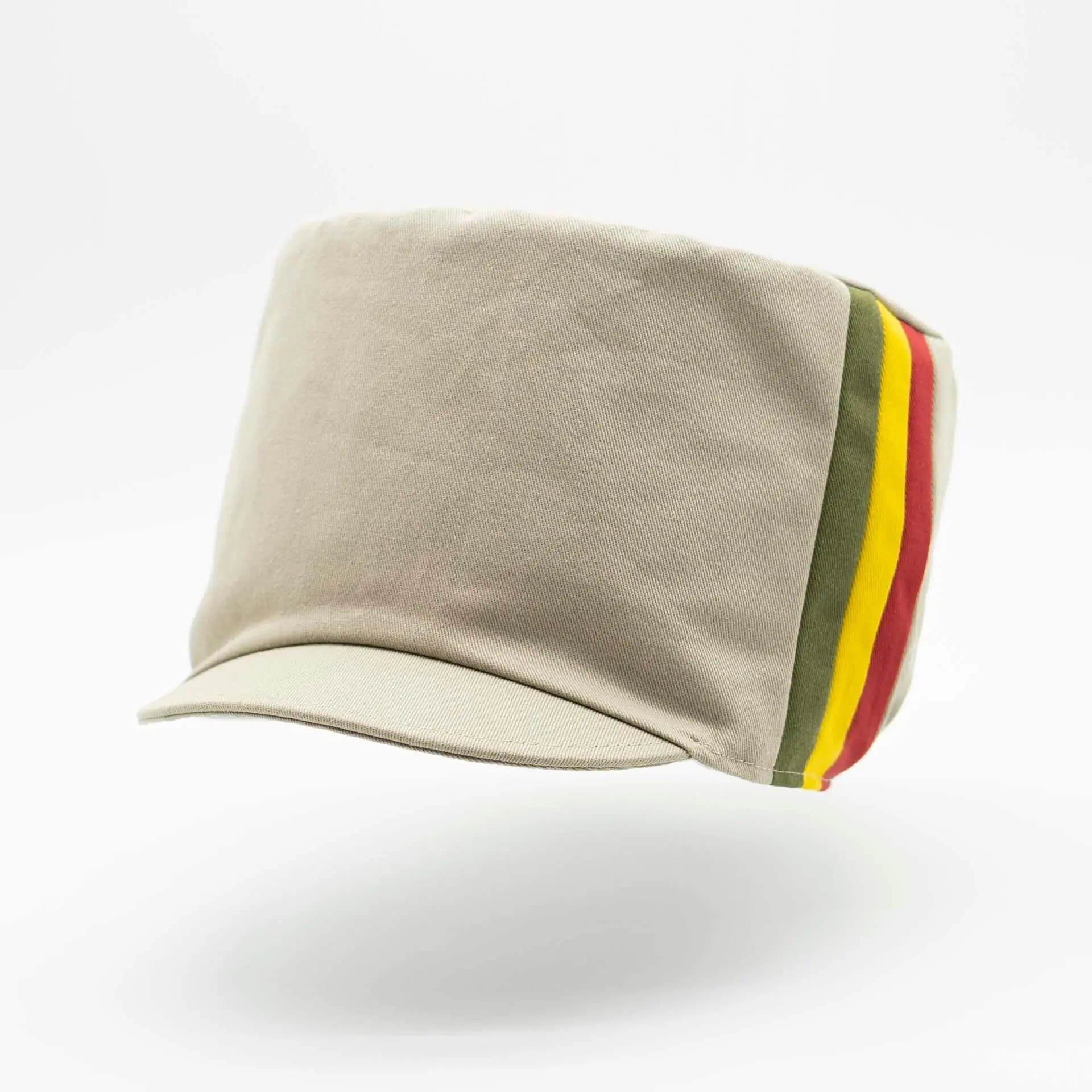 Dreadlocks Mütze Dreadmütze Dreadhead Cap Beige Canvas Reggae Fahne Grün Gelb Rot Reggae Mütze für Dreadheads