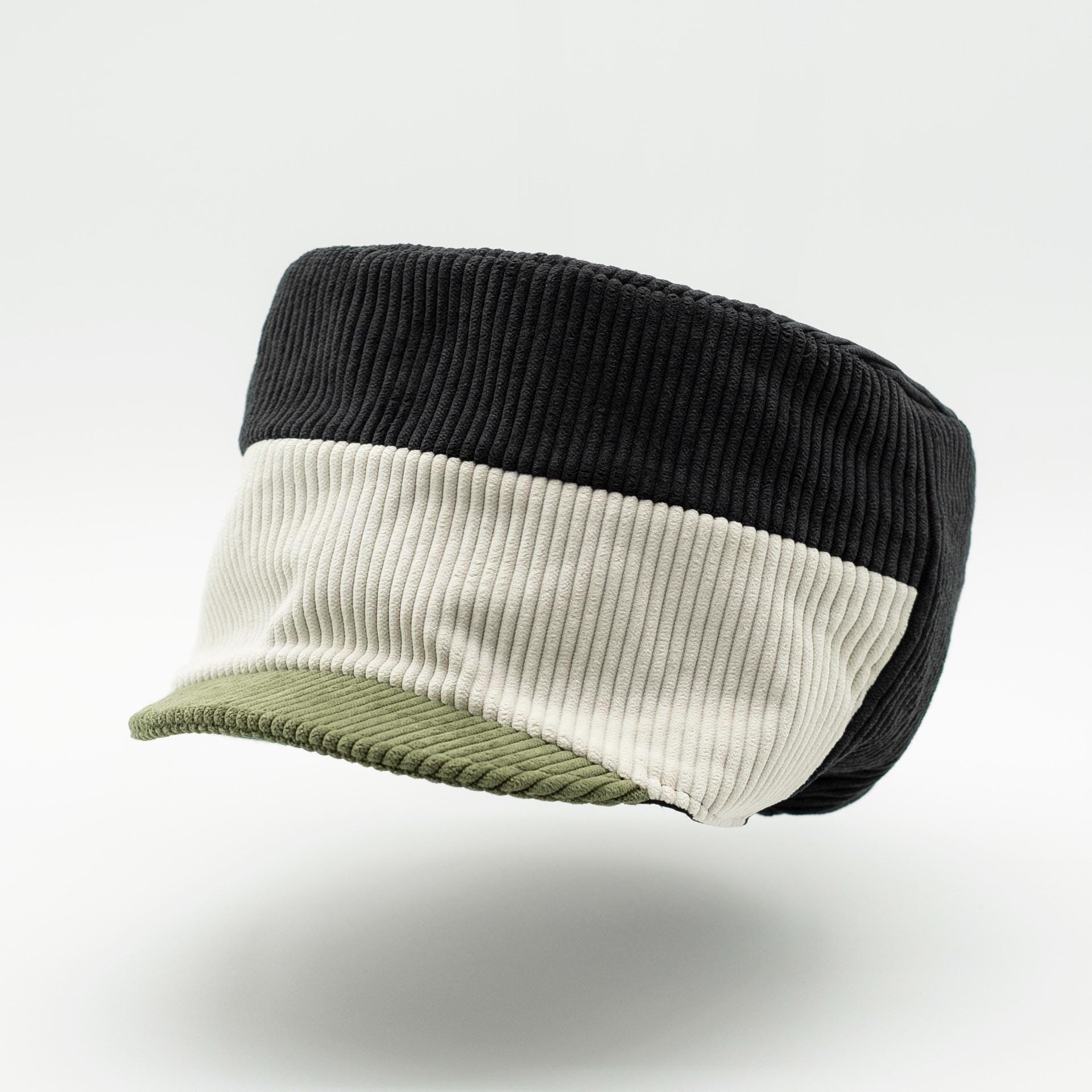 Rasta Cap Cord Samt Schwarz Weiß Khaki