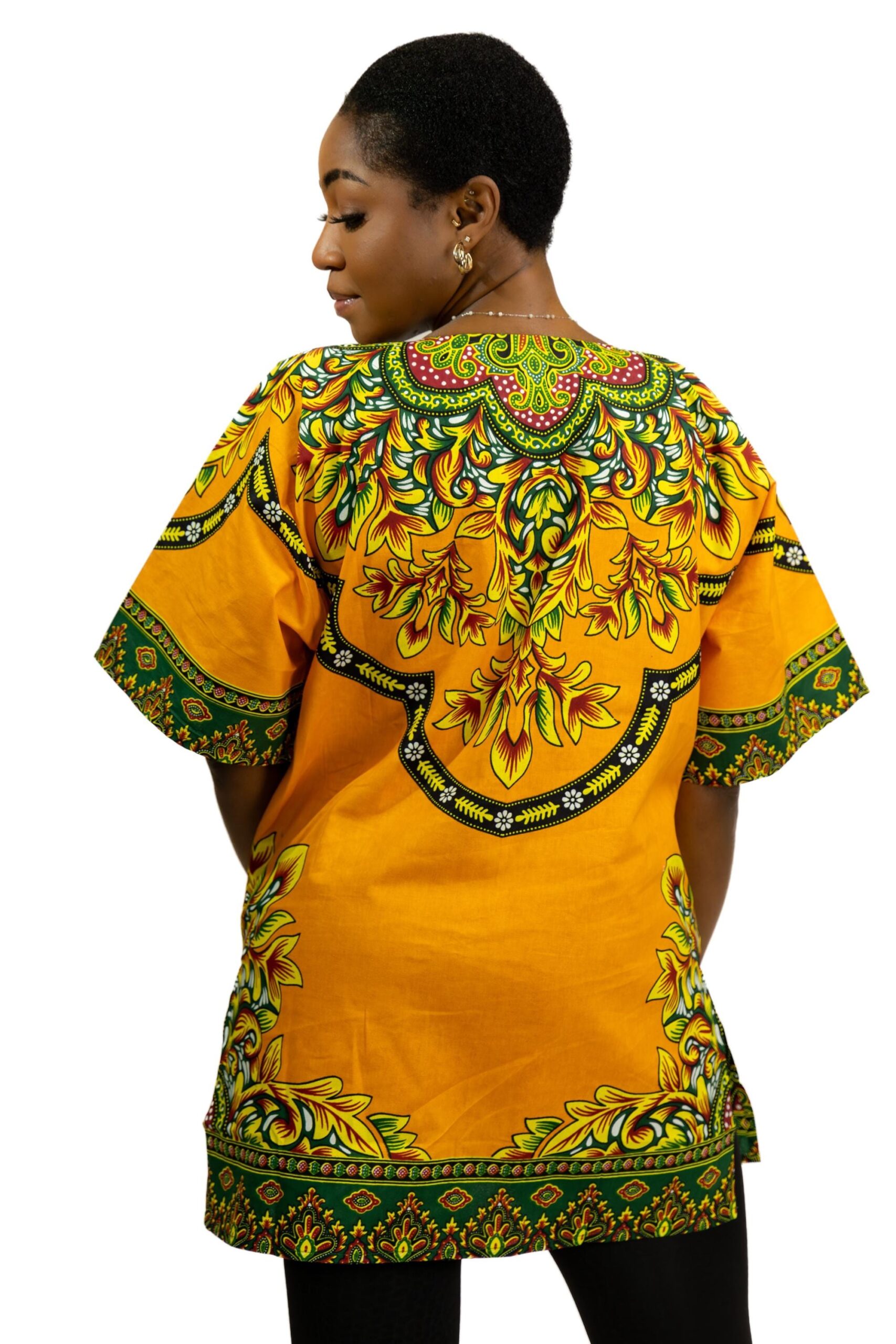 Oranges Dashiki-Shirt / Dashiki-Kleid – Afrikanisches Print-Top – Unisex