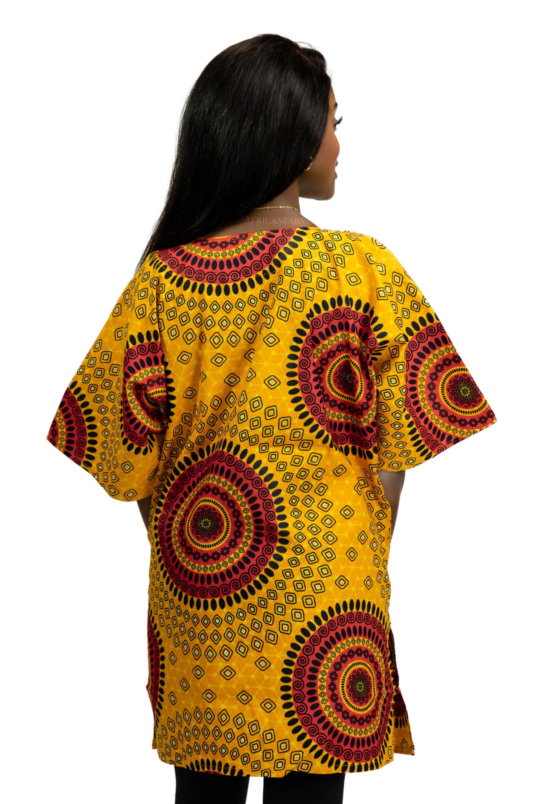 Orange gepunktetes Dashiki-Shirt / Dashiki-Kleid – afrikanisches Print-Top – Unisex